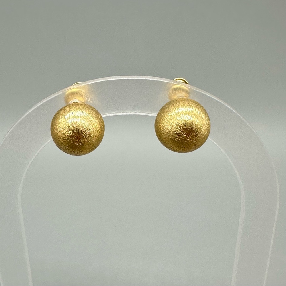 Vintage Napier Brushed Gold Tone Textured Ball Screw Back Clip on Earrings